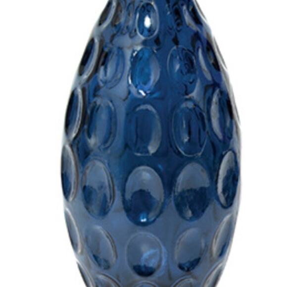 Vtg Vidrios San Miguel VASE Colbalt Blue Thumbprint 100% Recycled Glass 12”Spain - Picture 6 of 8